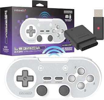 Retro-Bit Legacy 16 Wireless 2.4GHz Controller for SNES, Switch, PC, MacOS, RetroPie, and Other USB Devices Classsic Gray