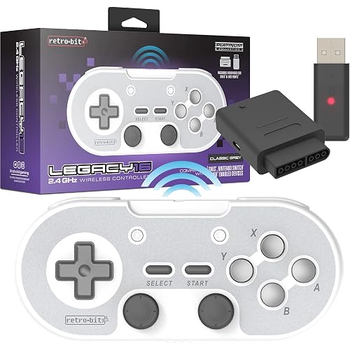 Retro-Bit Legacy 16 2.4GHz Wireless Controller for SNES & More (Gray)