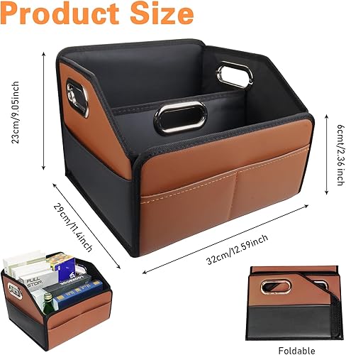Miniatura 3 de Noaman Organizador de automóvil  Organizador de cuero mejorado para almacenamiento de automóvil para asiento delantero o trasero con 3 asas de