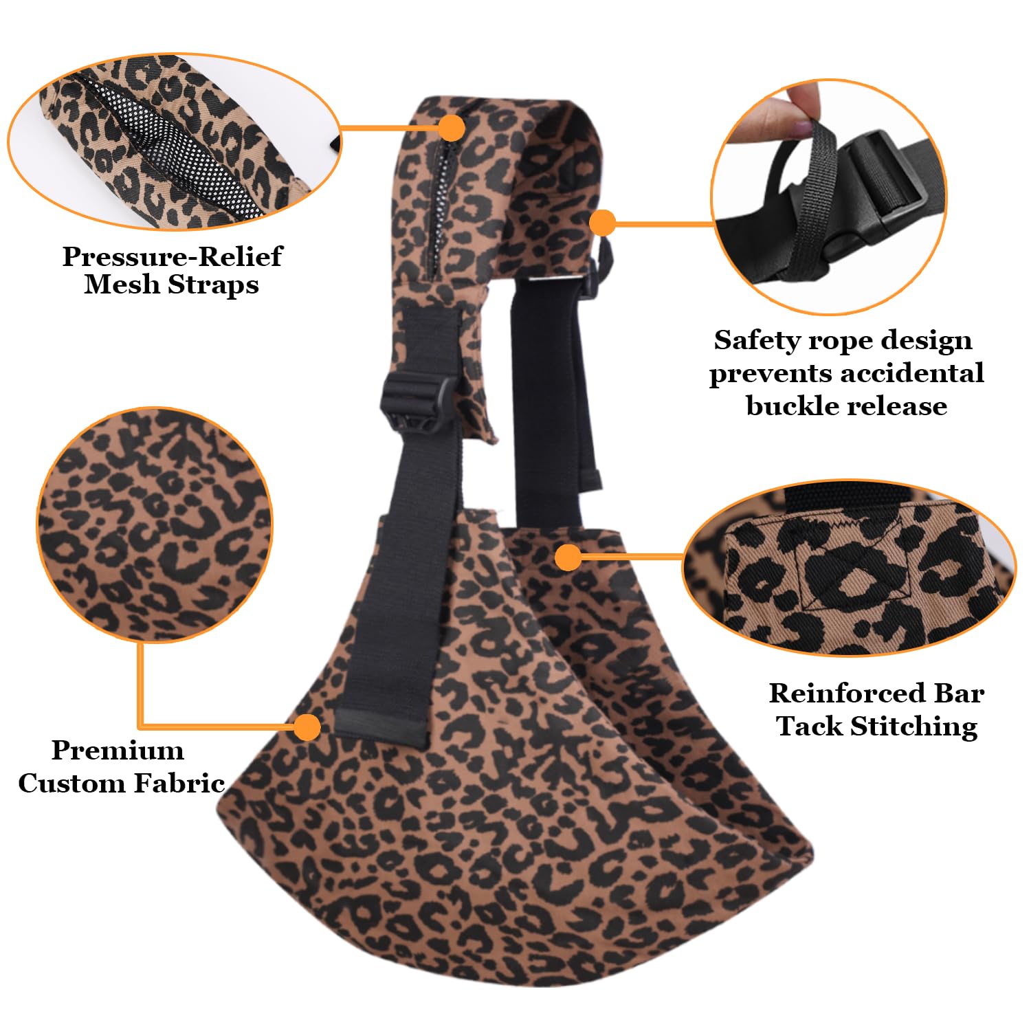 Écharpe de Portage Bébé Réglable Confortable Nouveau-Né 3-36 Mois Léopard