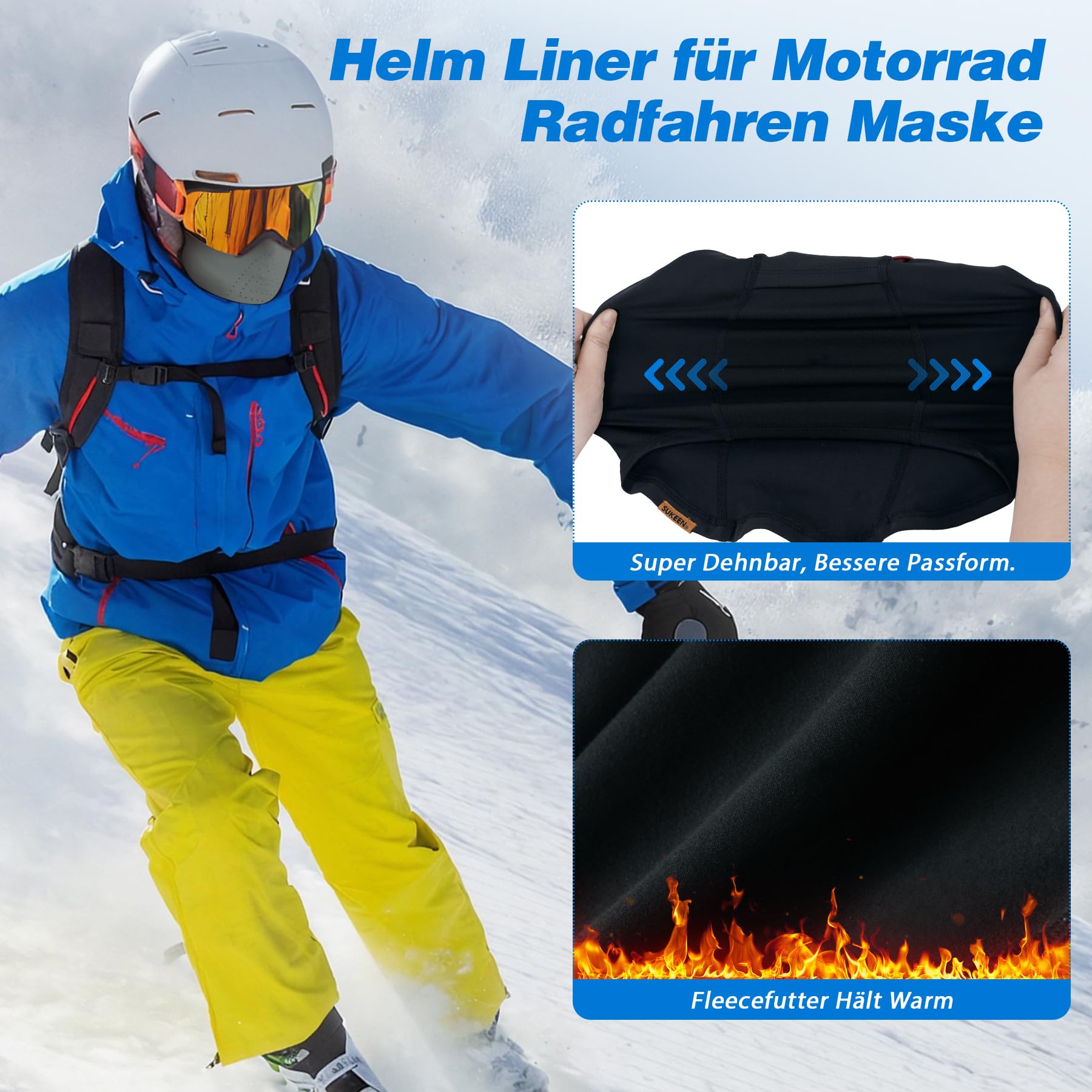 Sukeen Sturmhaube Winter Balaclava Skimaske Motorradhelme Liner Sturmmaske Fahrrad für Motorradfahren, Skifahren, Snowboarden, Radfahren Winddicht Warm Gesichtshaube Einheitsgröße Herren/Damen