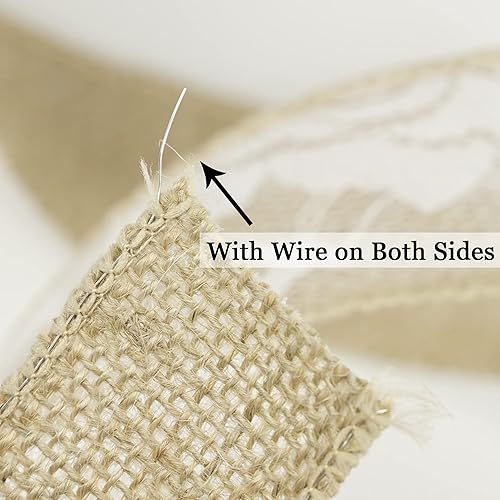 Miniatura 3 de HUIHUANG Cinta de arpillera natural de 1-12 pulgadas con cinta de arpillera de encaje para árbol de Navidad, tela de yute de arpillera de arpillera