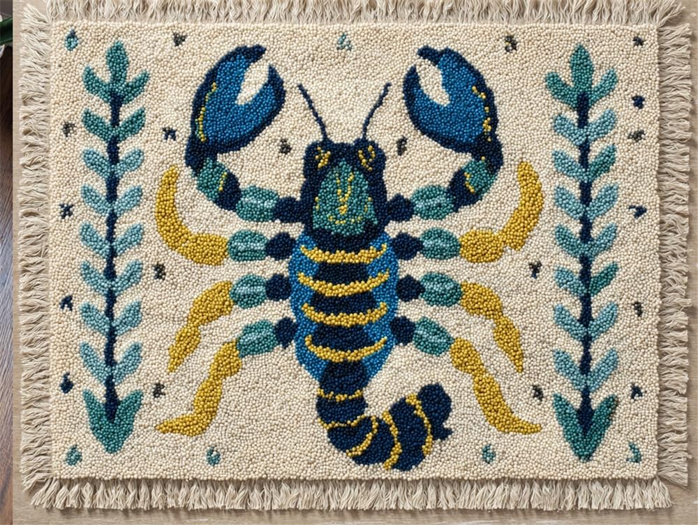 FWRTYCB Yarn Rug Hooking Kits Scorpion 20X15Inch Rug Making Kit