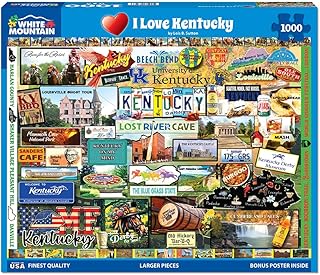 White Mountain 1000 Piece Jigsaw Puzzle Bluegrass State, I Love Kentucky