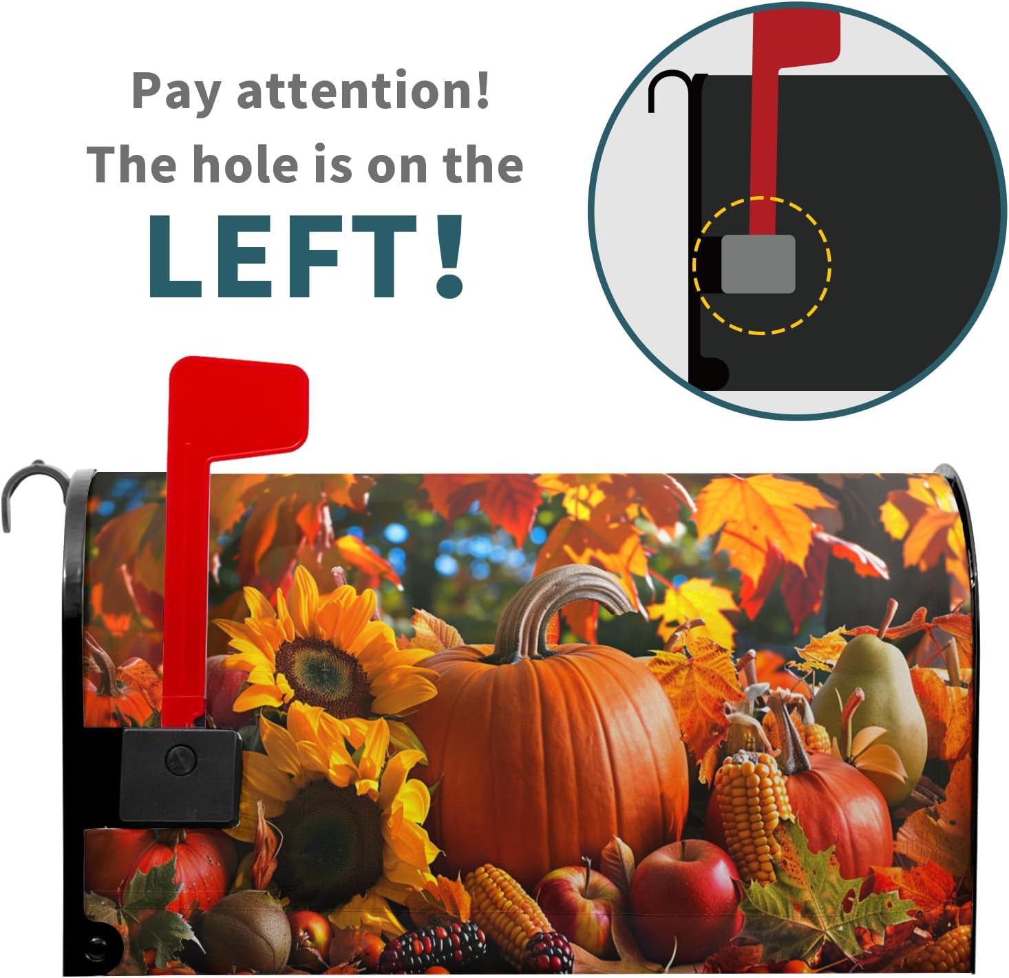 Autumn Fall Harvest Mailbox Covers Magnetic Standard Size 18"" X 21"",Thanksgiving Pumpkin Maple Leaf Sunflower Mailbox Wraps Post Letter Box Cover for Holiday Garden Yard Decor