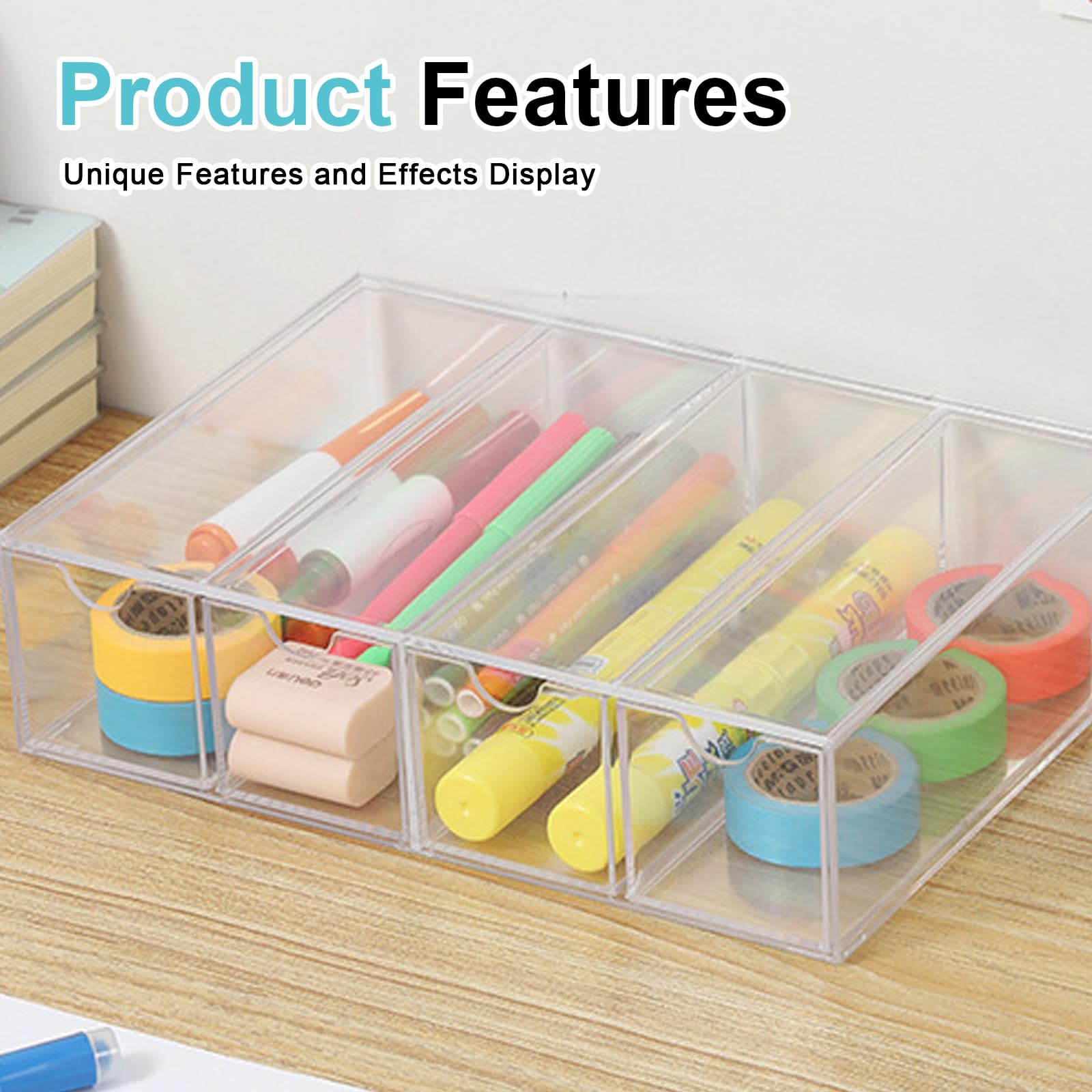 CTDMJ Boîte à Lunettes Pour Plusieurs Lunettes, Transparente, Avec 4 Tiroirs, En Acrylique, Rangement De Lunettes De Soleil, Pour Montres, Cosmétiques, Boîte à Bijoux