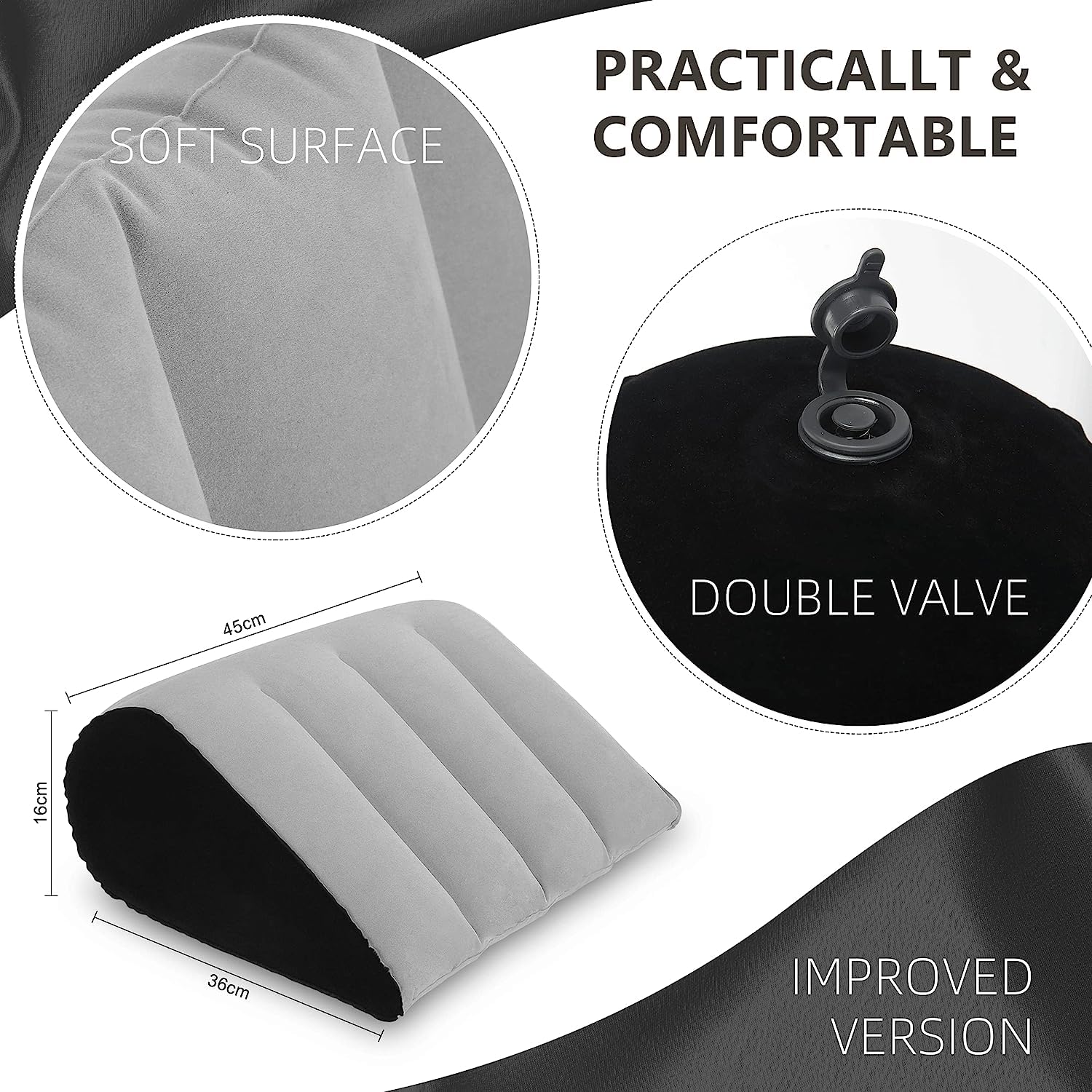 Cuscino Gonfiabile Triangolare Per Gambe E Schiena - Supporto Lombare E Posturale - Foto 7