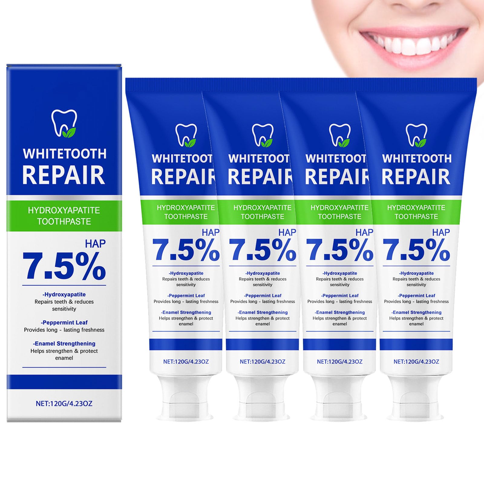 Dentifrice Nano Hydroxyapatite, Dentifrice Réparateur d'émail, Pour Dents Sensibles,Sans Fluor,Pour la Protection de l'émail et le Renforcement des Dents,Nettoie et Soigne la Santé Bucco-Dentaire (4)