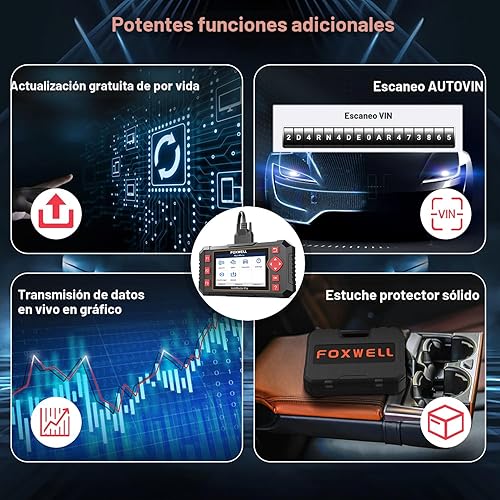 Miniatura 6 de FOXWELL Escáner de automóvil NT604 Elite OBD2 Escáner ABS SRS Transmisión, lector de código de motor para automóviles y camiones, herramienta