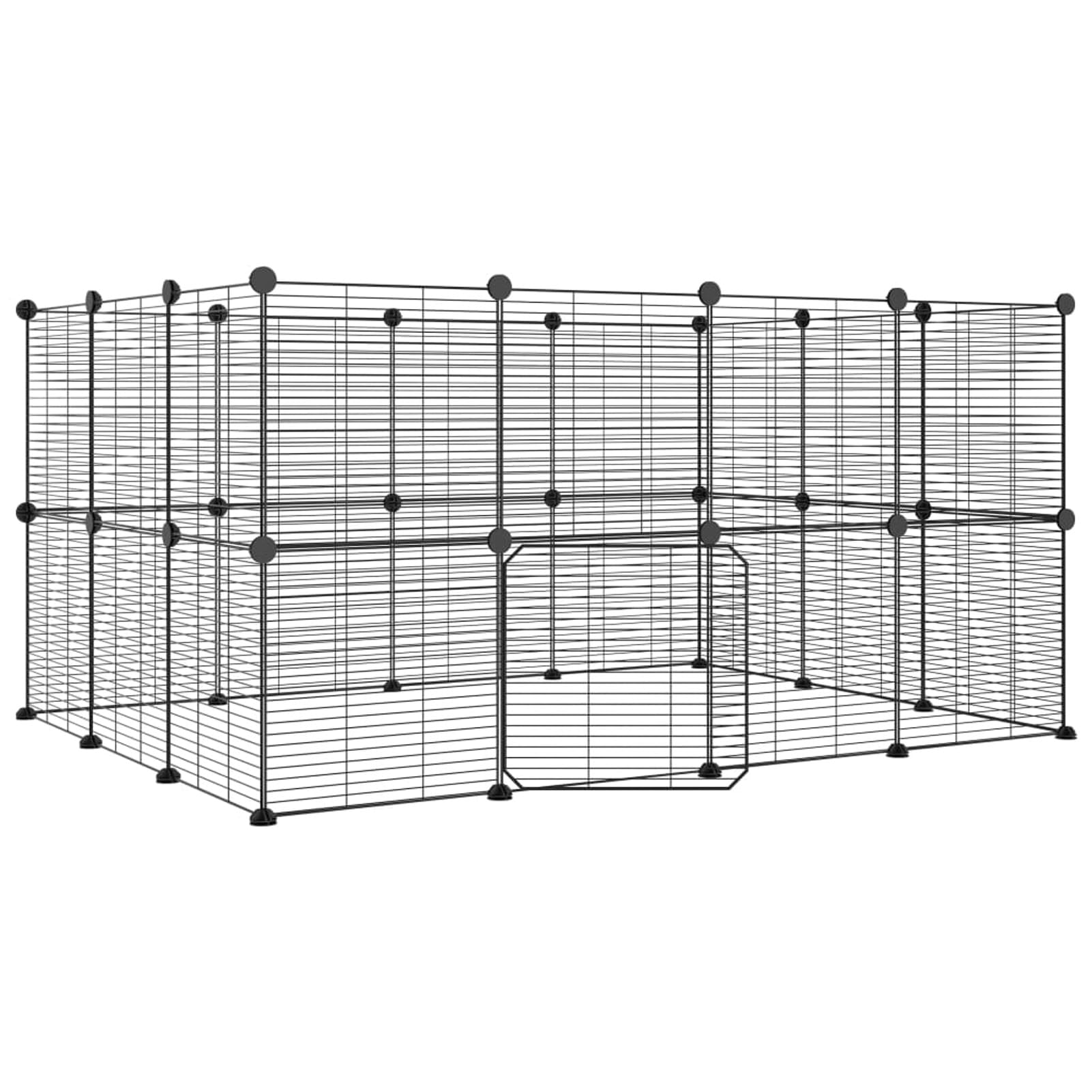 Jaula para Mascotas de 28 Paneles Puerta, JUDYY Jaulas para Conejos, Jaula Cobaya, Recinto para Conejos, Valla para Mascotas, Parque para Conejos, Cosas para Conejos, Acero Negro 35x35 cm