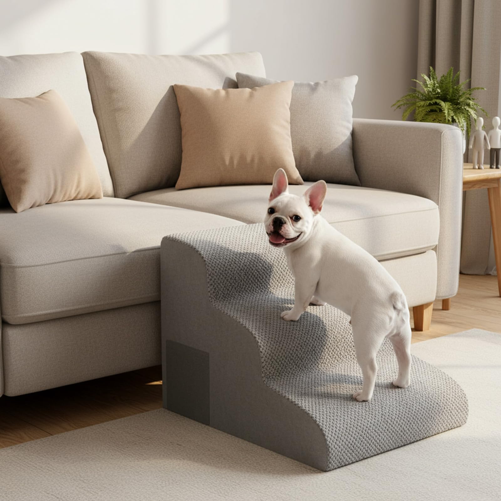 Escalera para perros de 3 niveles, antideslizante para perros pequeños, gatos, escalera para cama y sofá, portátil, rampa para perros y gatos, con funda impermeable lavable, 56 x 40 x 40 cm