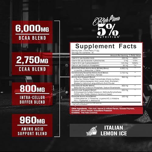 Miniatura 6 de Rich Piana 5 Nutrition AllDayYouMay BCAA Powder  Aminoácidos prémium intra y post-entrenamiento EAA electrolitos hidratación resistencia