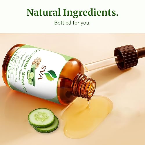Miniatura 8 de SVA Cucumber Seed Oil - 4 Fl Oz – 100% Natural Cold Pressed Cucumber Oil - for Face, Skin Care, Hair Care, Scalp Massage & Body Massage – Carrier