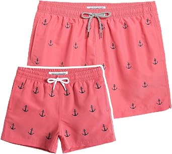 maamgic Dad and Son Matching Swim Trunks Quick Dry Father and Son Gifts Board Shorts with Mesh Lining Swim Suits Swimming Trunks Size Large & Size 5-6 Years
