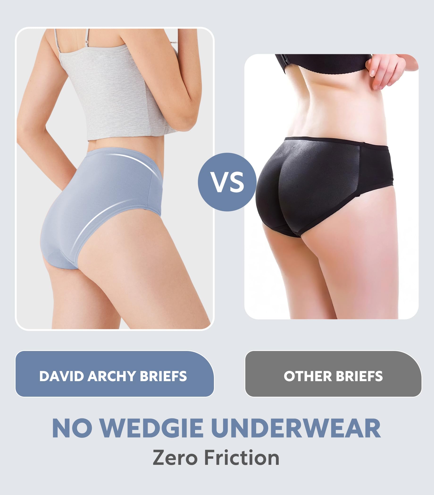 DAVID ARCHY Damen-Unterwäsche, Bambus-Viskose, Damen-Slips – feuchtigkeitsableitende Höschen, weich und atmungsaktiv, 4 Stück