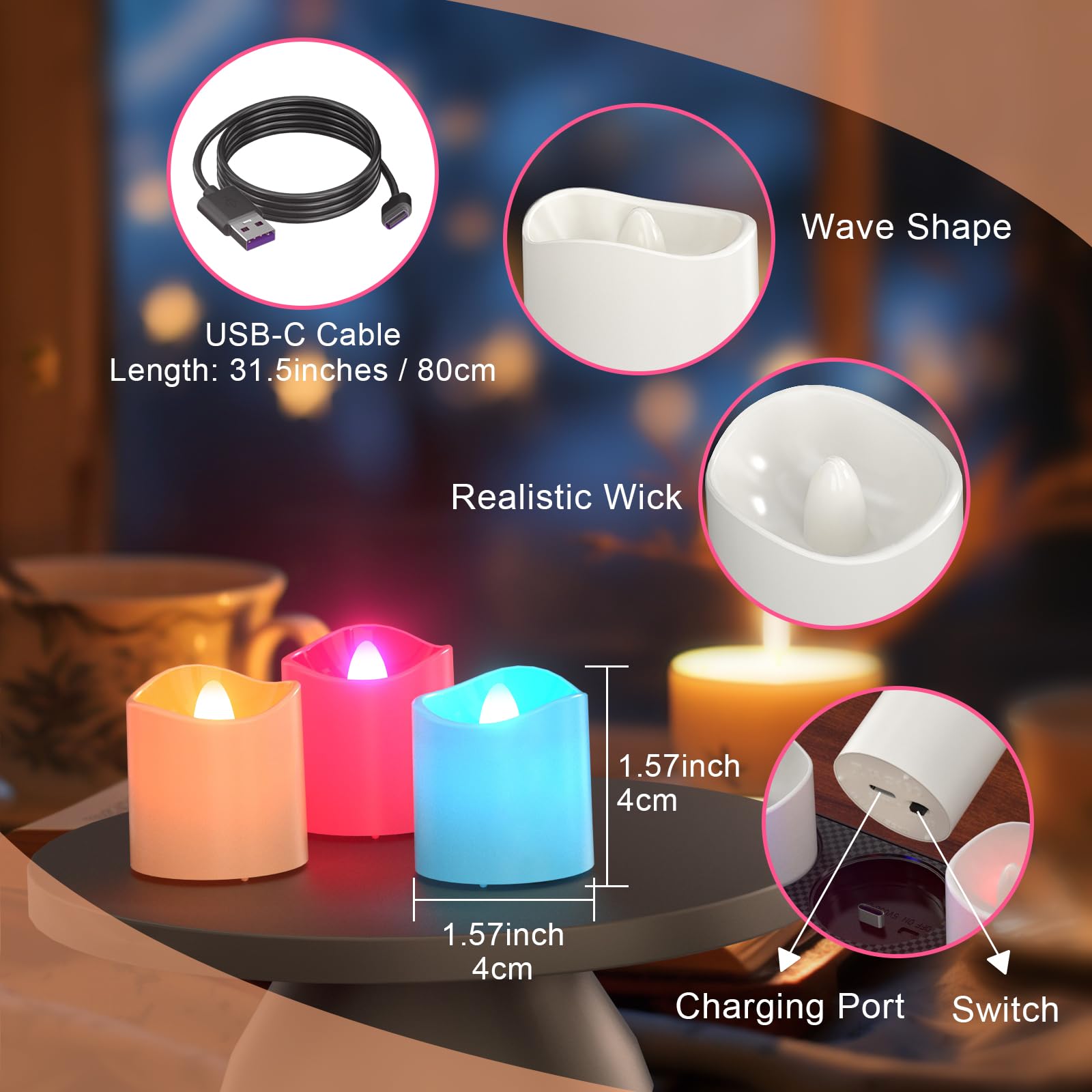 SoulBay Velas de té recargables, 12 velas recargables LED eléctricas sin llama con temporizador remoto y estación de carga para el hogar, habitación, fiesta, Halloween, decoraciones de Navidad