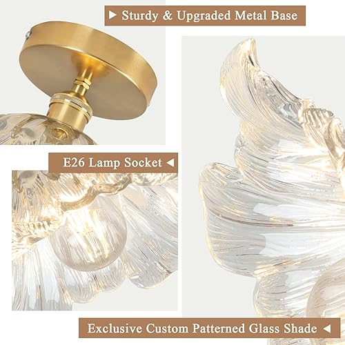 Miniatura 3 de Lámpara de techo semiempotrada, para pasillo, vintage, transparente, de 11 pulgadas, E26, vintage, para armario, pasillo, cocina, comedor