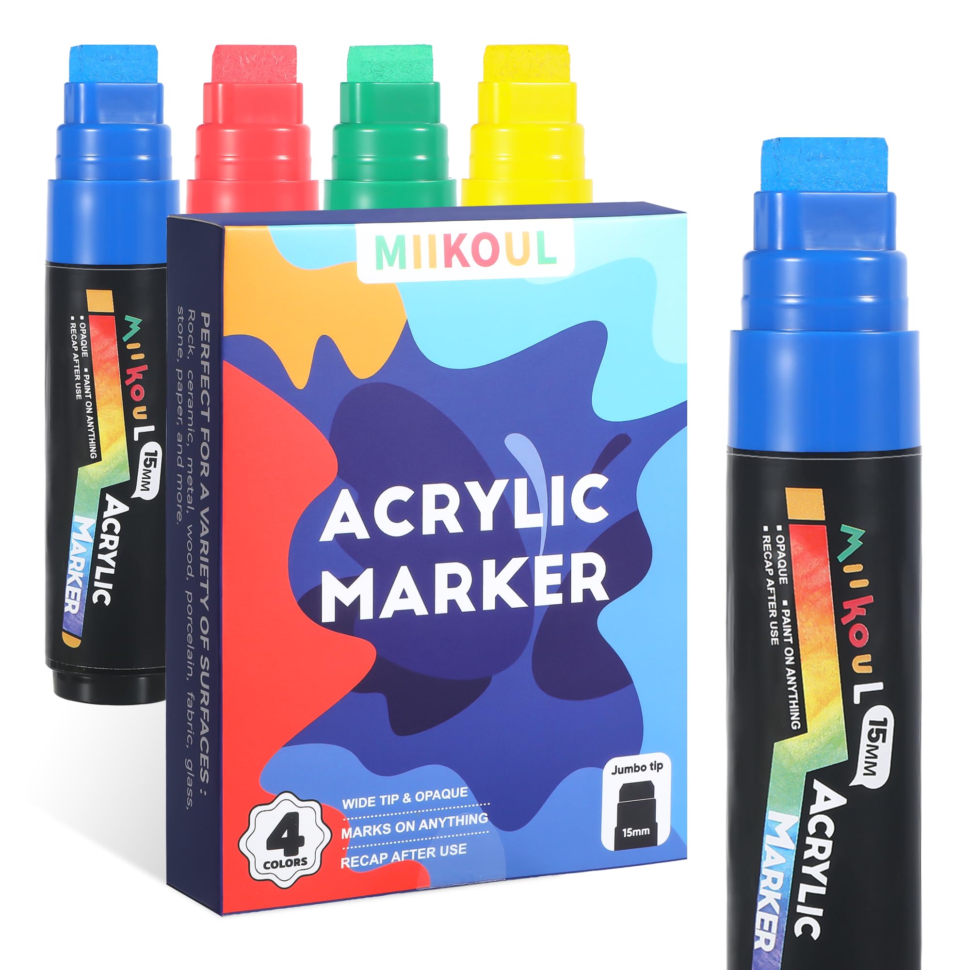 Amazon.com: miikoul 4 Colors Jumbo Graffiti Markers, Large 15mm Felt ...