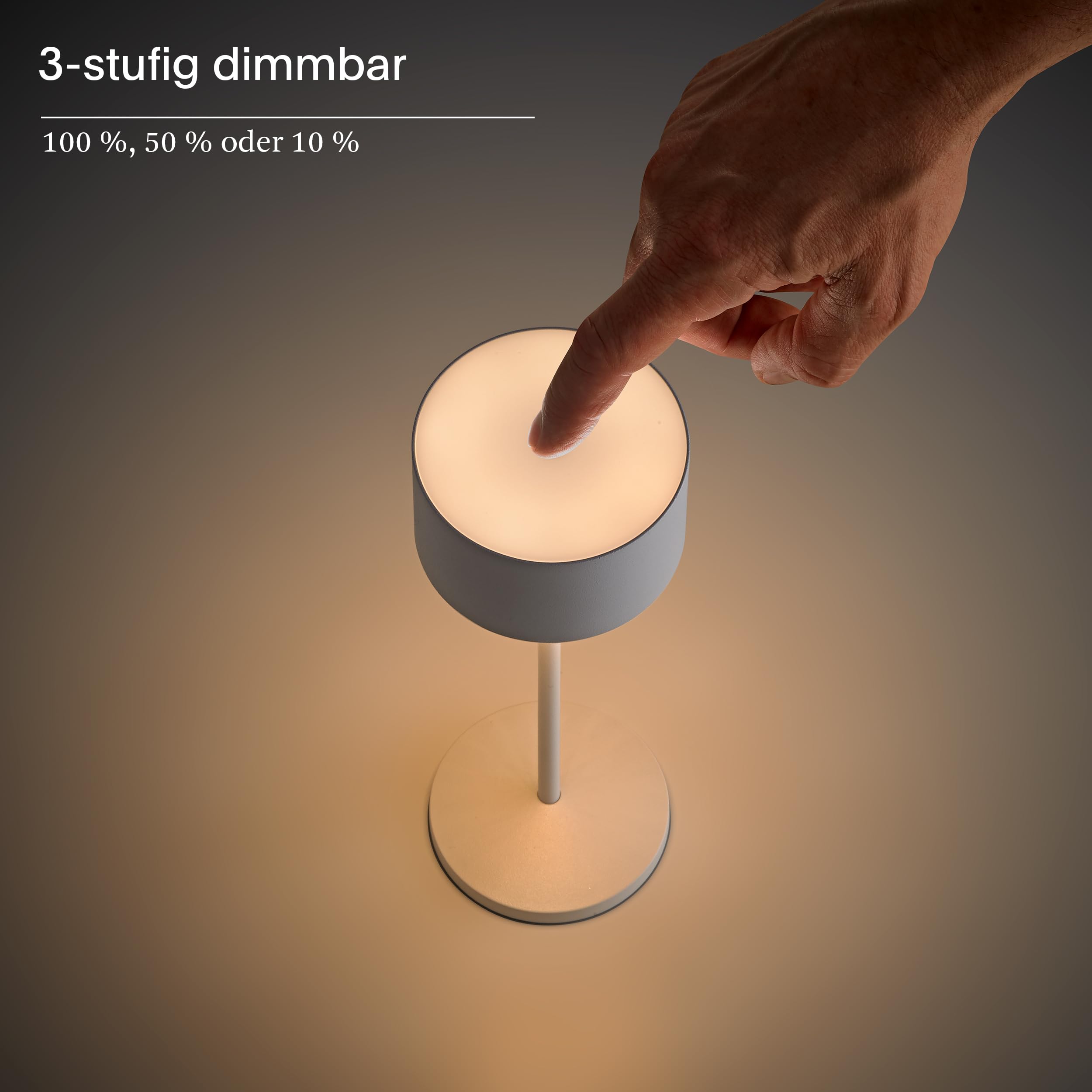 SIGOR Veluna Remote dünenbeige - LED Akku-Tischlampe dimmbar & kabellos mit Fernbedienungsfunktion, FlexMood (2200K/2700K), bis 14h Leuchtdauer, USB-C Ladefunktion, IP44 Outdoor & Indoor