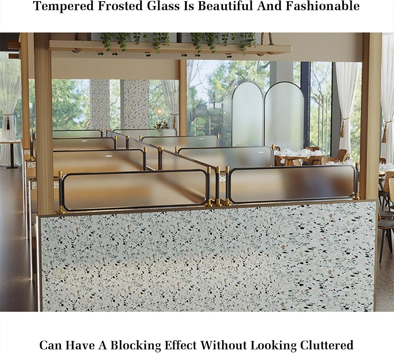 Genérico Mampara de Comedor Blanca Elegante de 80 x 30 cm con Superficie de Cristal para restaurantes y Bares. Solución de decoración Elegante de Calidad Comercial para comedores.