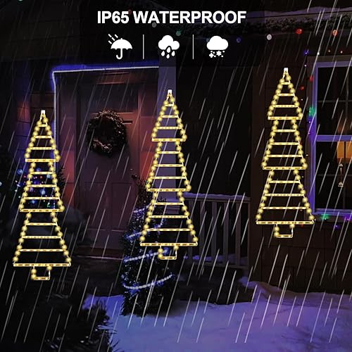 Miniatura 4 de Luces de Navidad de FUNIAO de 4.6 pies, luces LED de escalera de 4.6 pies, luces colgantes para árbol de Navidad, enchufables, impermeables, 8 modos
