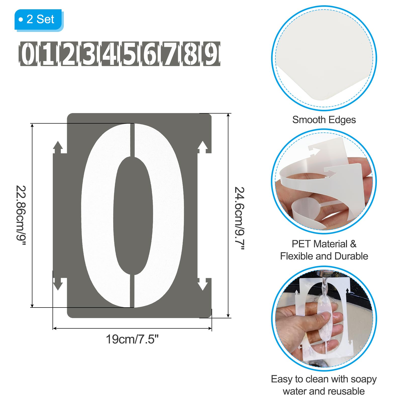 PATIKIL 20Pcs 9 Inch Large Number Stencils, 0-9 Address Number Stencil - Image 2
