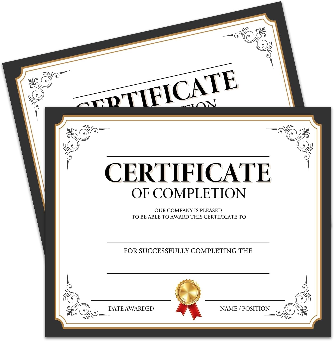 25 Certificate of Completion, Award Recognition, for Office, Business Awards, Graduation, School Diplomas, 8x10 Inches