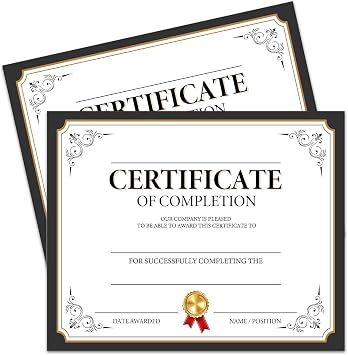 25 Certificate of Completion, Award Recognition, for Office, Business Awards, Graduation, School Diplomas, 8x10 Inches