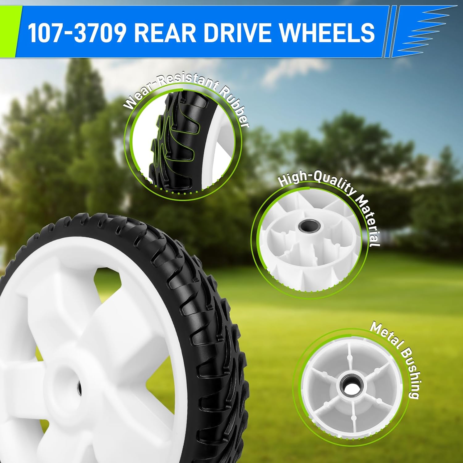 11-Inch Rear Wheel for To ro Lawn Mowers - Compatible with Models 20339, 20378, 20959, 21329 - Replaces Part Numbers 137-4837, 115-2885, 119-0313, 2 Pack