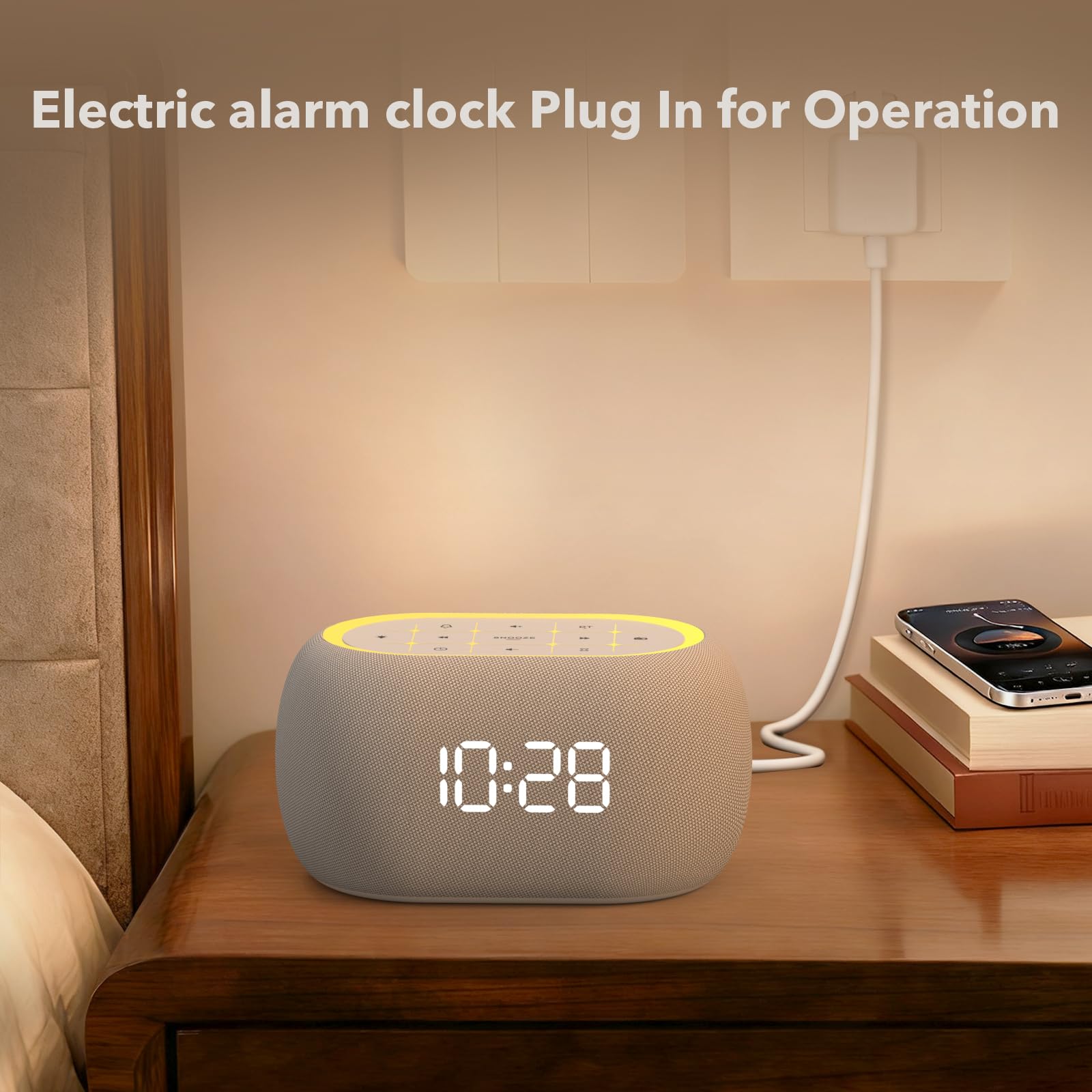 ANJANK Radiosveglia da Comodino con Altoparlante Bluetooth, Suono Stereo Hi-Fi, 7 Colori di Luce Notturna, Sveglia Digitale con 8 Suoni di Allarme, 0-100% Dimmer, Radio FM da Camera da Letto