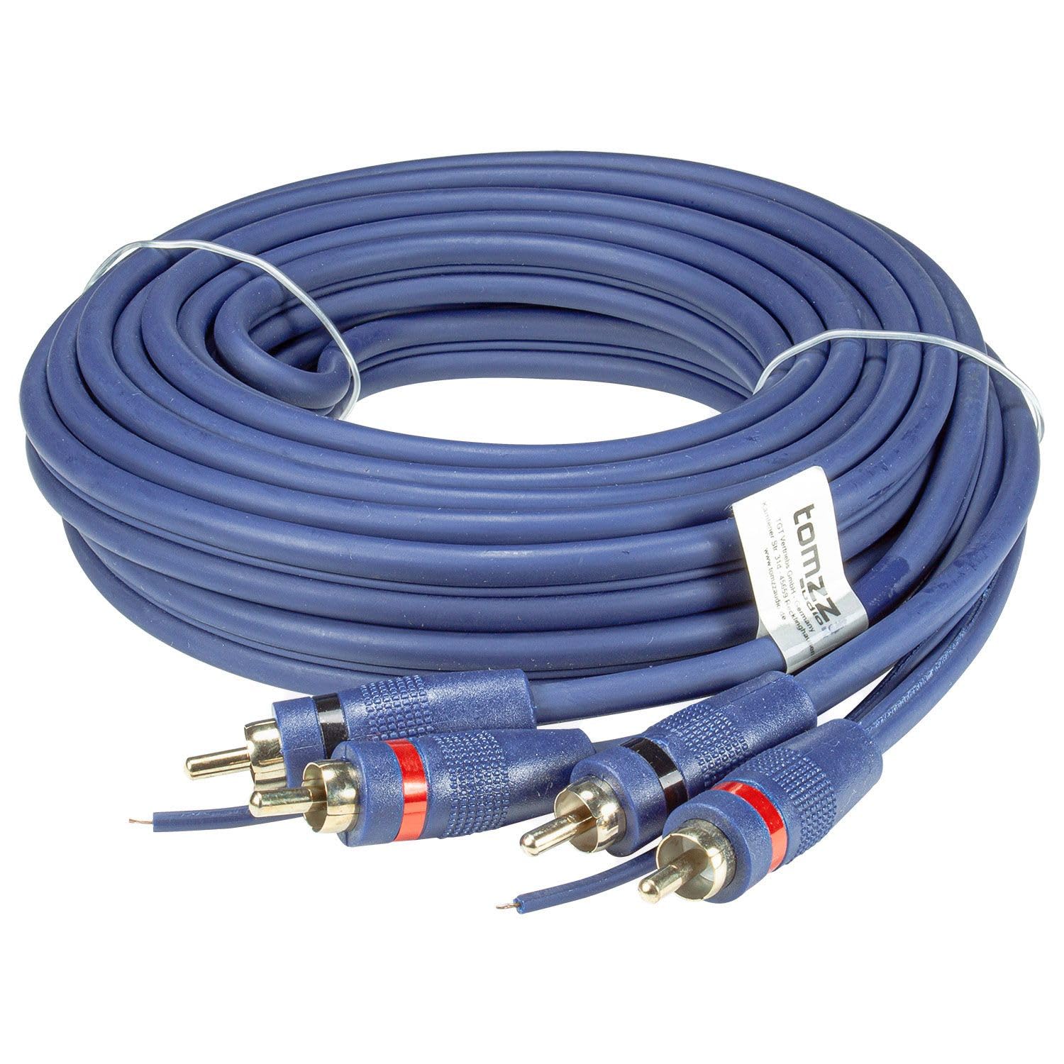 tomzz Audio 5500-001 Câble RCA Professionnel RCA 5m, blindé 2 Fois, Bleu, avec câble Distant