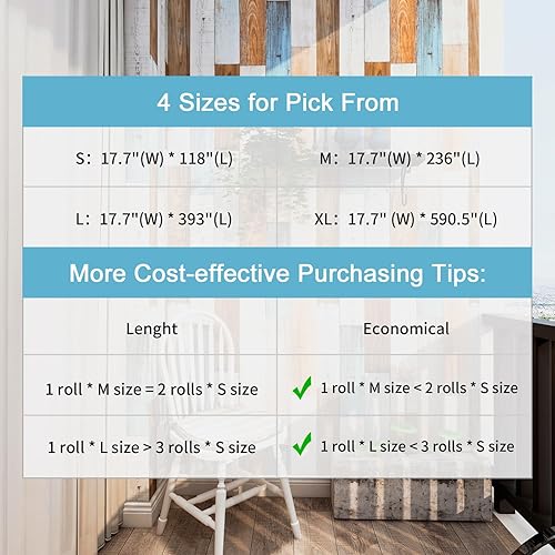 Miniatura 6 de YAMANGU Papel tapiz autoadhesivo de grano de madera, papel de contacto extraíble, papel tapiz autoadhesivo Shiplap, impermeable, para armarios,