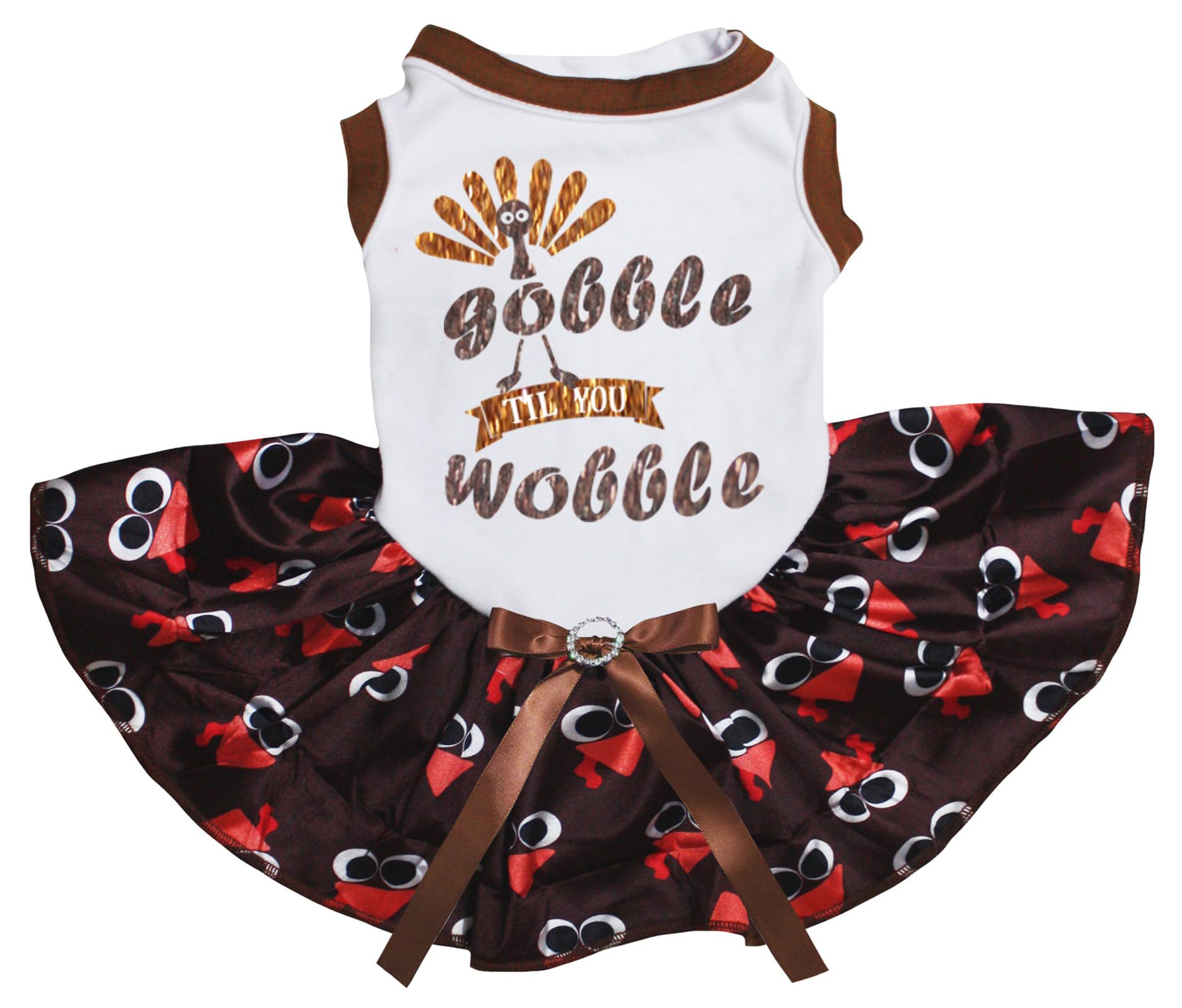 Robe dinde chiot broderie visage de dinde Turkey Gobble vêtement blanc taille S