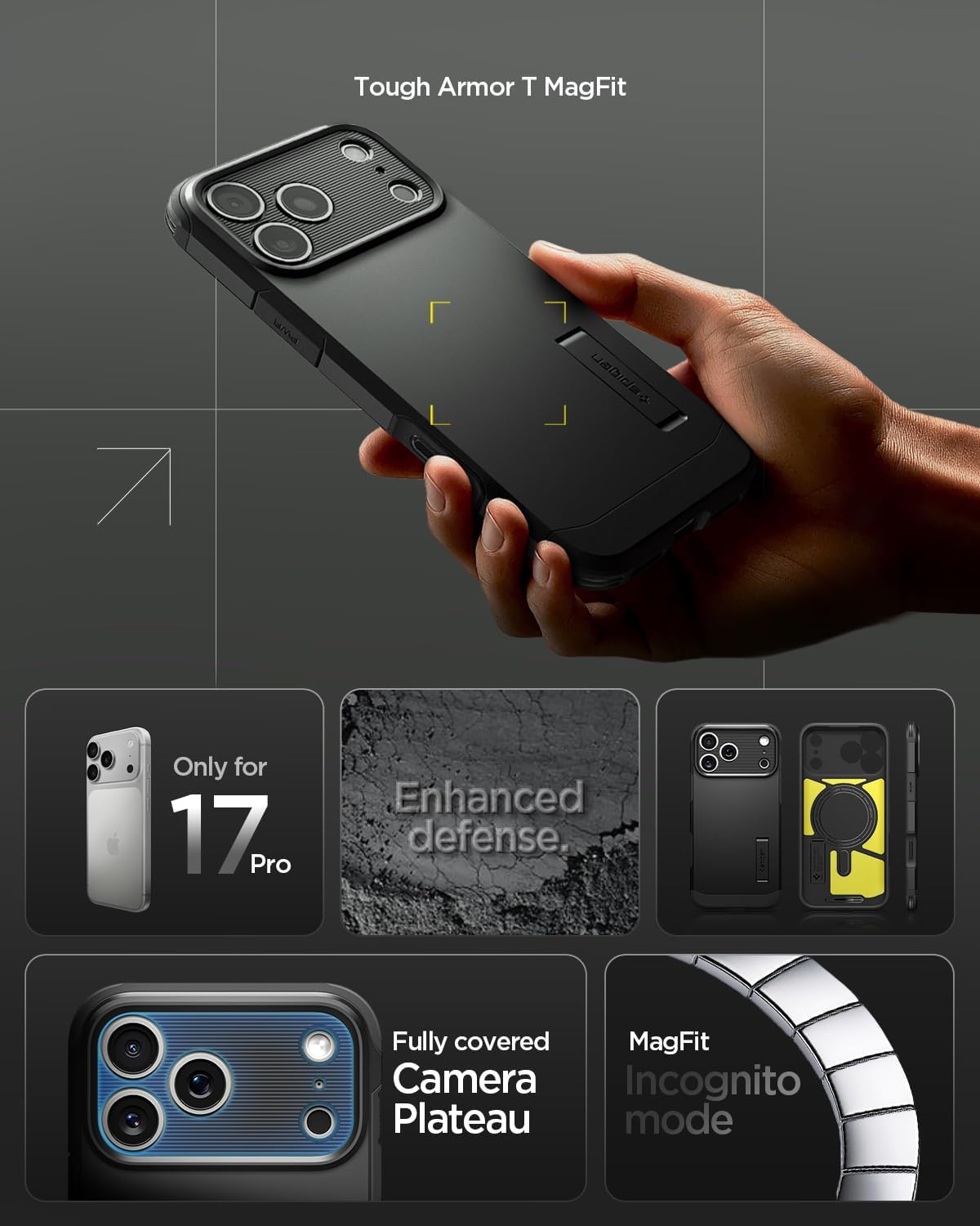 Spigen for iPhone 17 Pro Case, Tough Armor T MagFit [Camera Control Button] [Compatible with Magsafe] - Black - Image 3