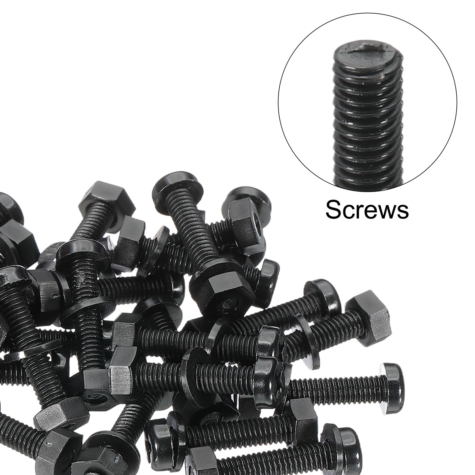 PATIKIL M4x20mm Black Nylon Bolts Plastic Nuts Full Thread Head Screws, 24 Pcs, M4*20mm - Image 4