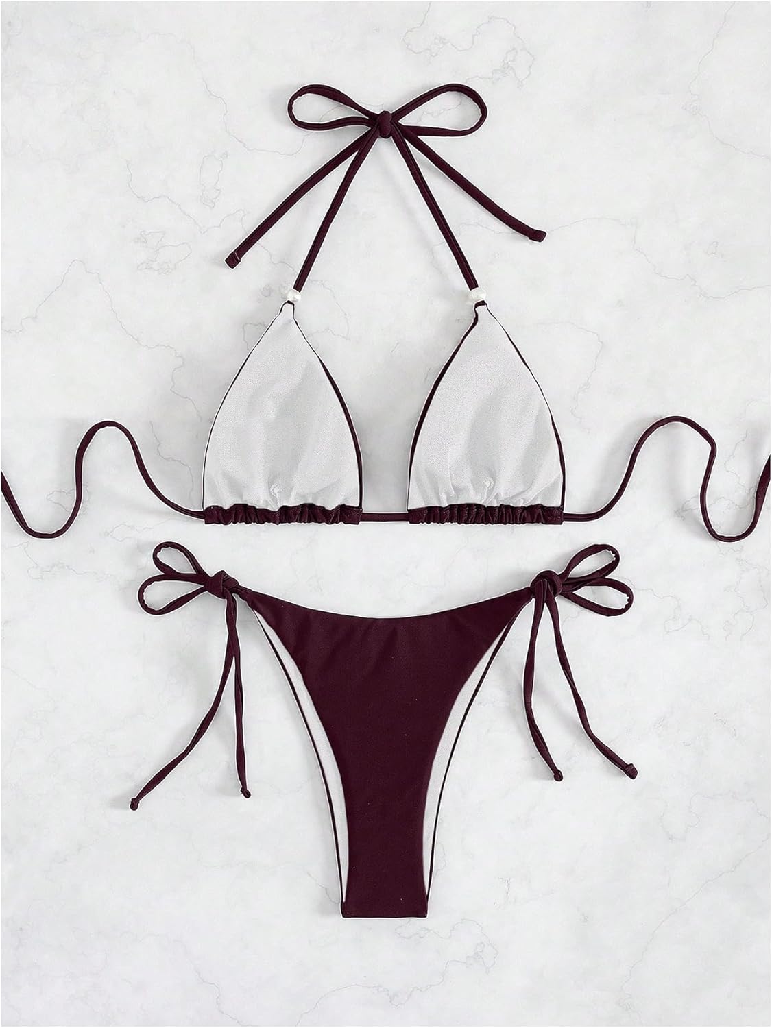 Condition photo showing Good Condition for SOLY HUX Women's Bikini Swimwear Summer Beach Vacation Clothes Halter Cheeky Bathing Suits