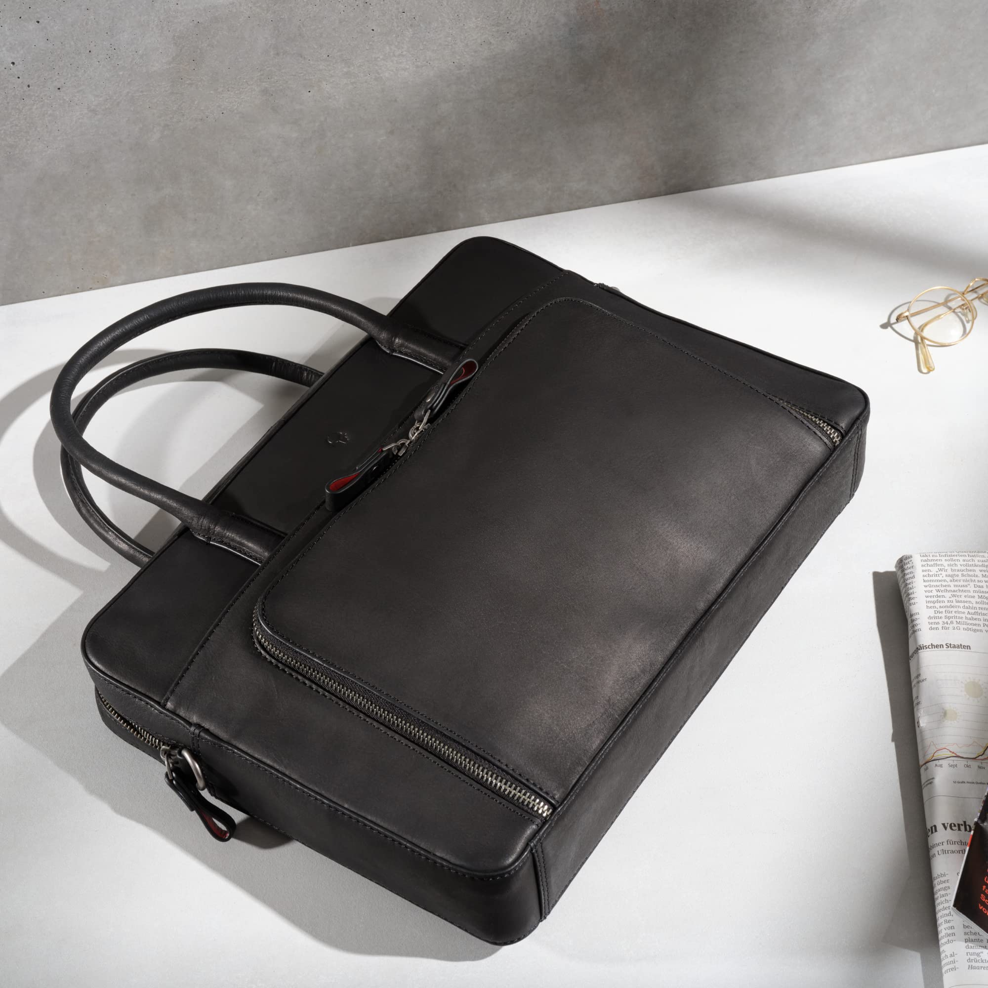 DONBOLSO Borsa per Computer Portatile Nizza | Borsa in Pelle con Scomparto per Laptop | Cartella per Notebook | Borsa a Tracolla per Uomo e Donna | Borsa da Lavoro