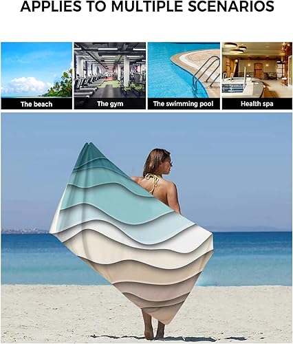 Miniatura 6 de Juego de toallas de baño de 3 piezas, color crema degradada, moderna, geométrica, marrón, estética, suave y absorbente, para baño, hotel (1 toalla