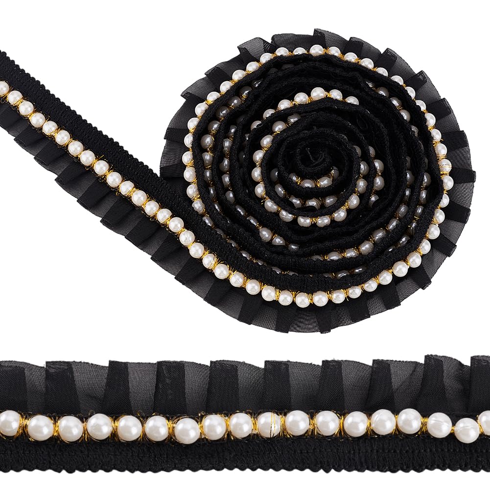 Dentelle noire perlée 4,6 m pour réparer et embellir des vêtements usés