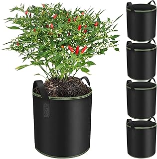 Plant Bags, Reusable Non-Woven Fabric Plant Pots, Breathable Plant Pots for Tomatoes, Potatoes, Strawberries, Vegetables, 5 Pcs (40L)
