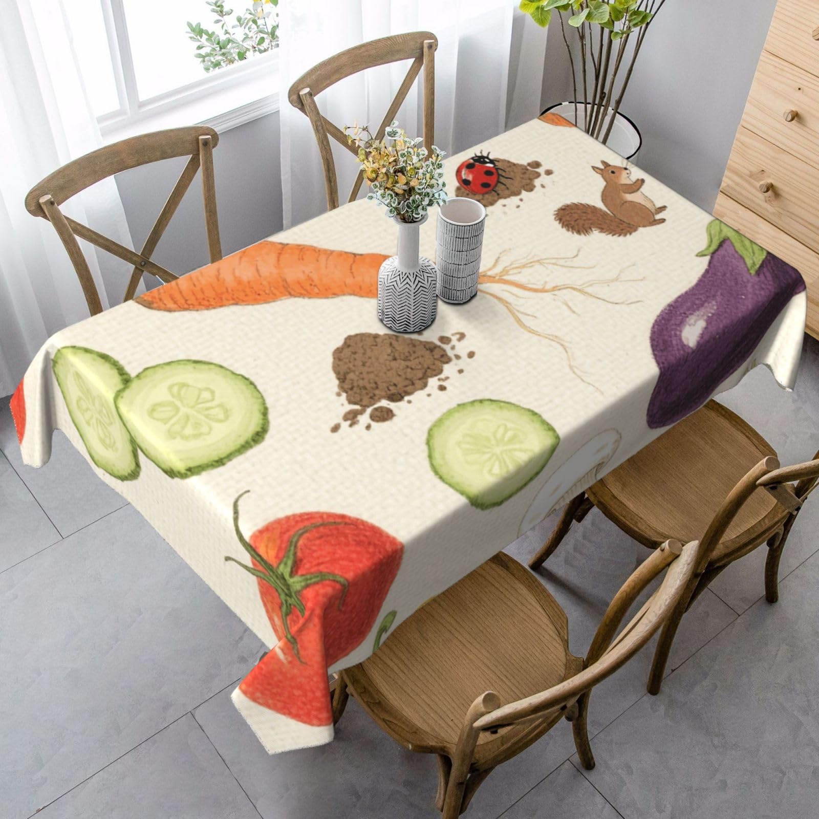 Vegetable Platter Rectangle Tablecloth 35x55 Inch, Washable Reusable Farmhouse Table Cloths Wrinkle Free And Spillproof Kitchen Dinning Table Cover For Party Wedding Picnic Home Decor Tablecloths