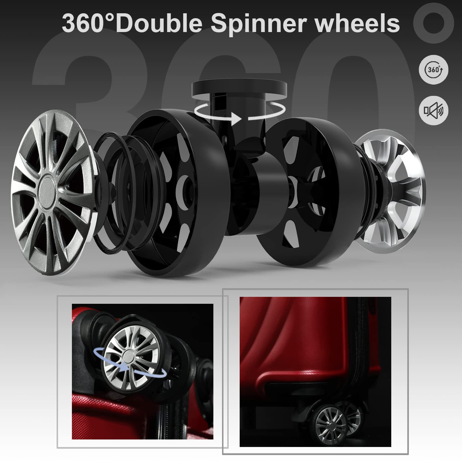 M Camel Mountain Luggage Sets 3 Piece Lightweight Durable Expandable Hard Shell Suitcase Set with TSA Lock Double Spinner Wheels - Wine Red