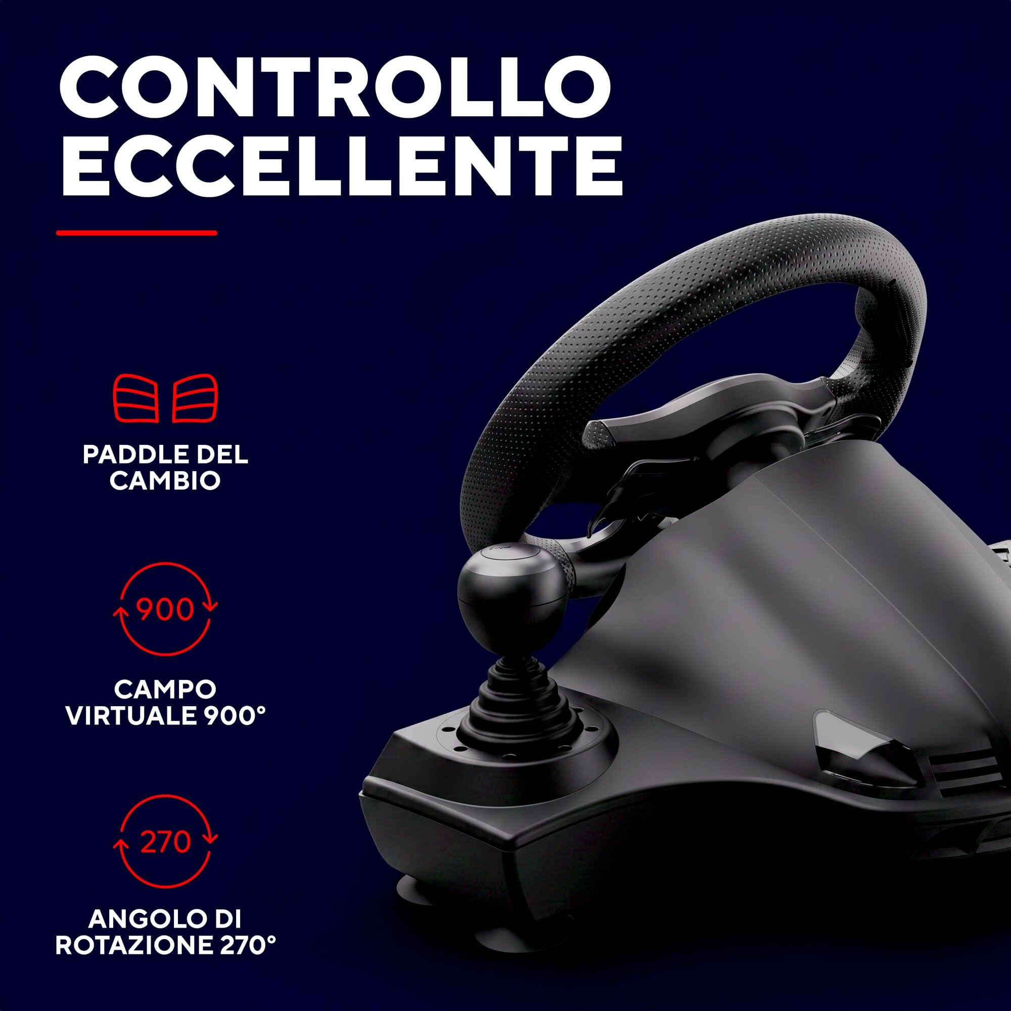 GXTrust Movi Volante per PC, Volante da Corsa da Gaming con Pedali e Leva del Cambio per Simulatore di Guida/Farming Simulator / F1 / Gran Turismo