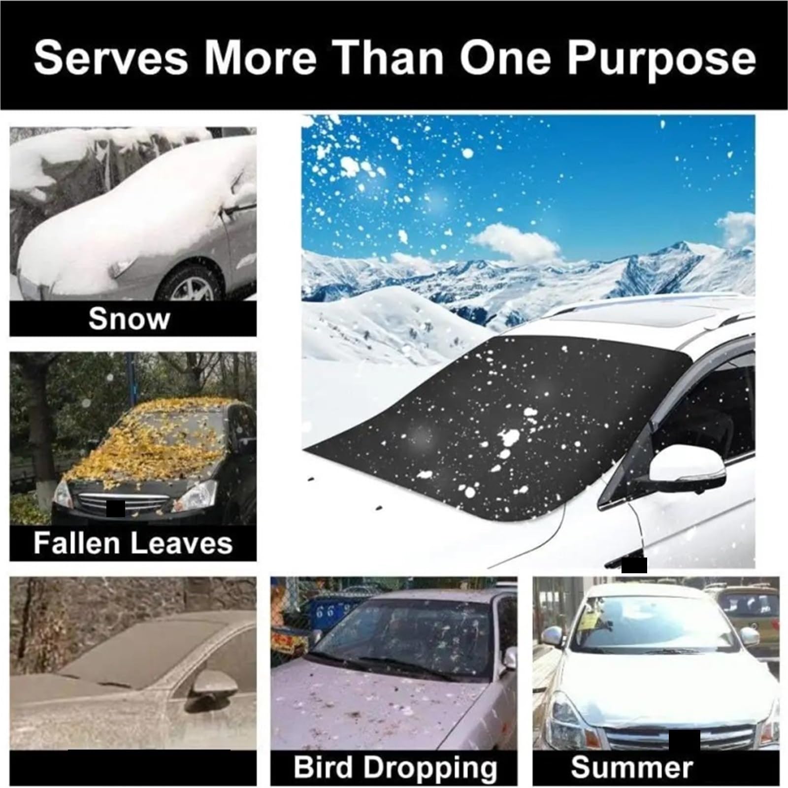 Copertura Parabrezza per Neve E Ghiaccio Parabrezza per Auto, Protezione Magnetica per Neve, Parasole Anteriore(2 Pieces)