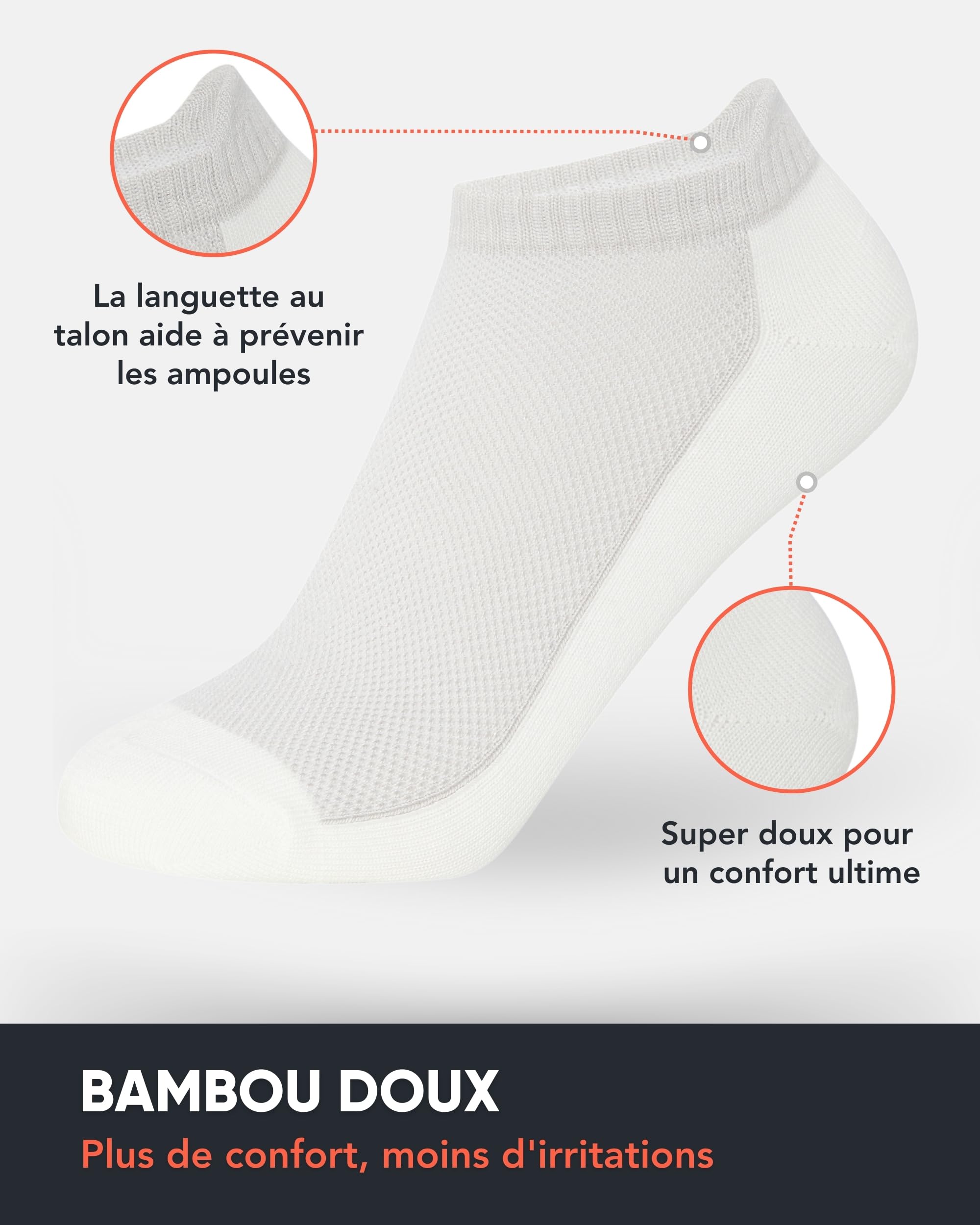 FM London Lot de 8 Paires de Chaussettes pour Homme en Bambou, Socquettes pour Homme, Chaussettes de Running, Respirantes, Résistantes aux Odeurs, avec Languette de Protection au Talon