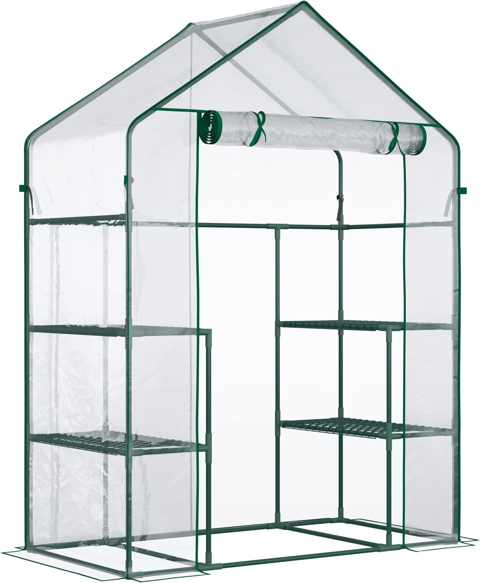 Mini Serre De Balcon 2 étagères - 69x49x91 Cm - Couverture PE Résistante - Pour Plantes, Légumes, Fleurs