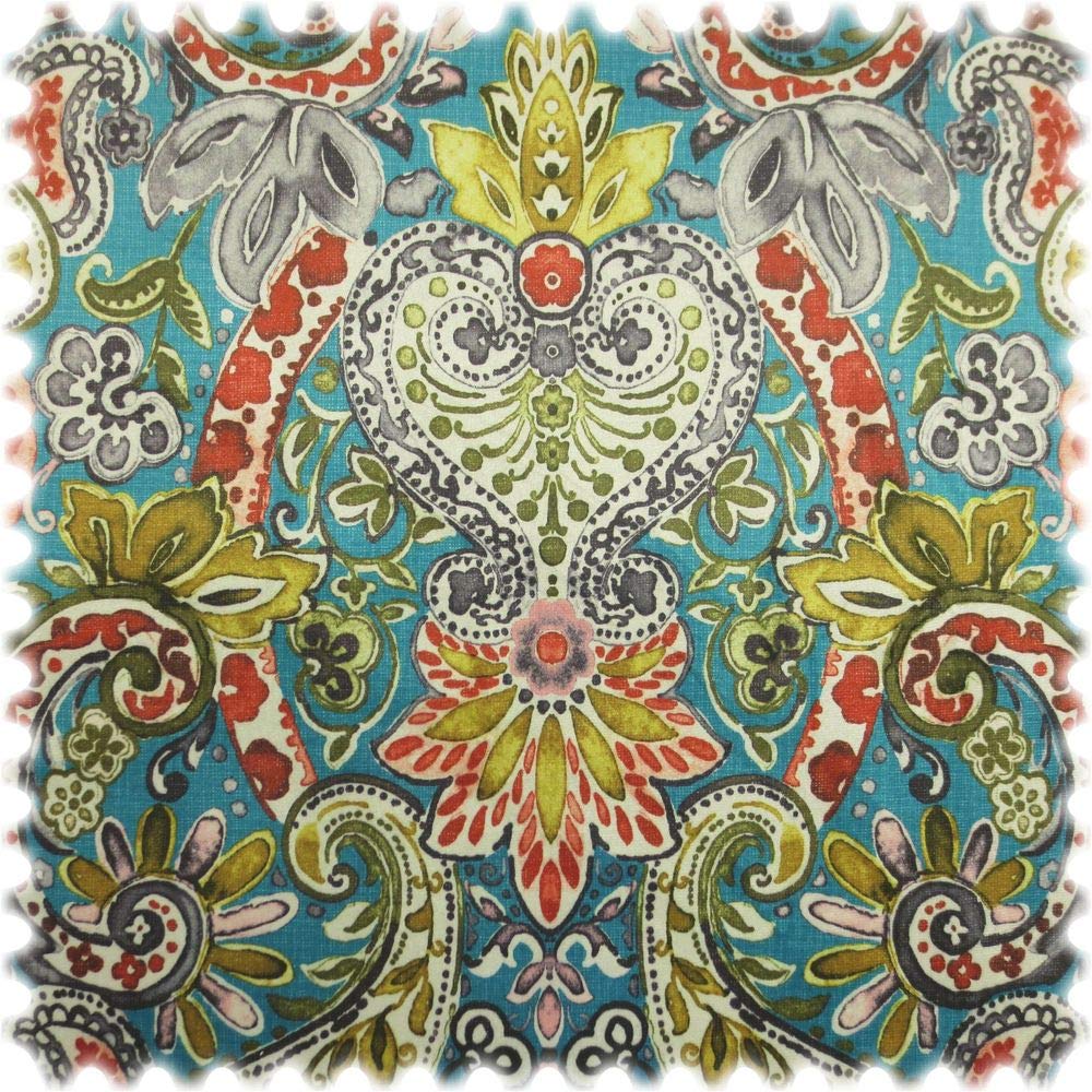 Heiro Samt Velours Möbelstoff Paisley Türkis mit Fleckschutz