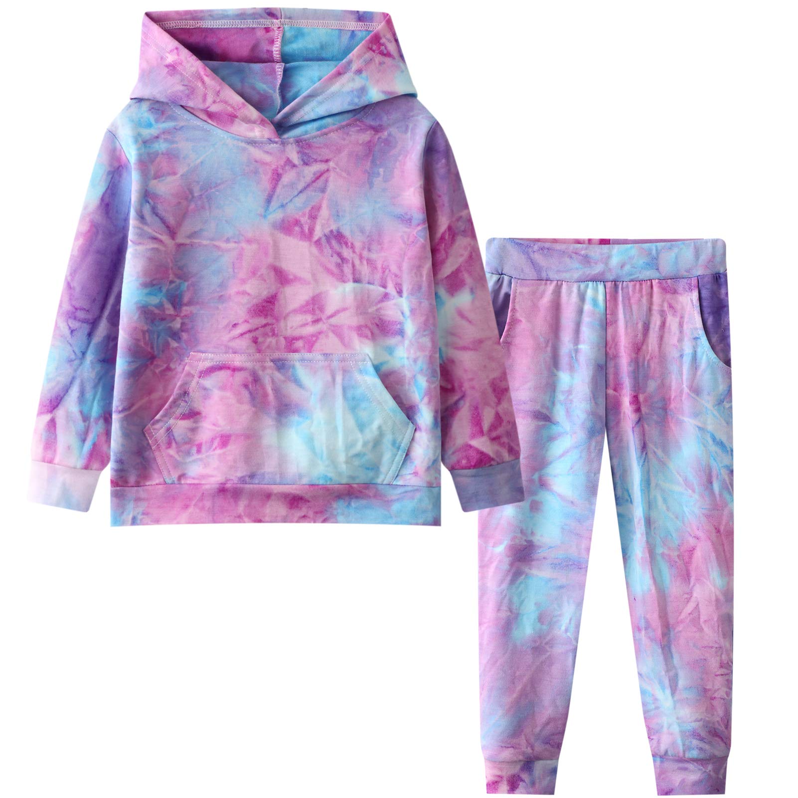 FrogwillGirls Tie Dye Pullover Hoodies Sweatshirt Sweatpant Tracksuit Sweatsuits Set 2-12Y