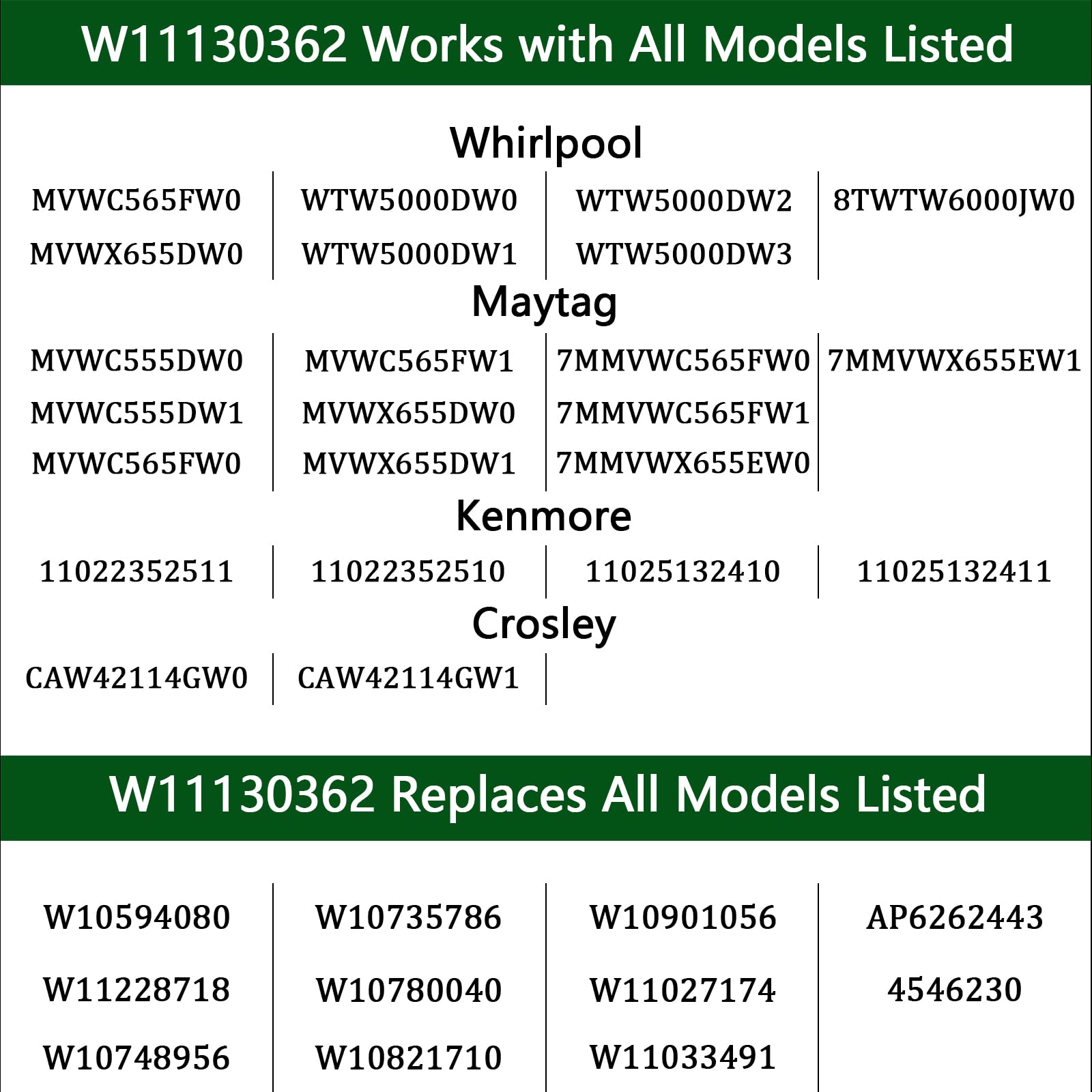 W11130362 Washer Suspension Rod Kit for Whirlpool Maytag Kenmore Washing Machines, AP6262443 W11228718 W11027174 W10780040 W10748956