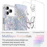 Vista 458 de I-MGAE-IN-AR - Funda diseñada para iPhone 12 y 12 Pro, diseño de mariposa plateada brillante, funda protectora de poliuretano termoplástico, suave